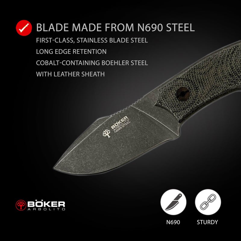 BÃ¶ker Boker Arbolito 02BA371M El Heroe Micarta Fixed Blade Knife with 3 in. Bohler N695 Steel Blade - Image 3